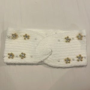 Headband white with gold flowers